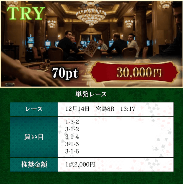 ボートリオのTRY買い目